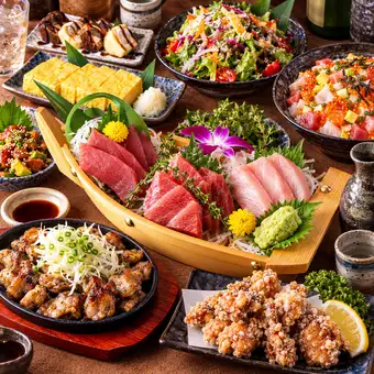 ■ 3-hour all-you-can-drink "Ume Course": 3 types of bluefin tuna, grilled tuna, and seafood chirashi bowl (8 dishes in total) 5000 yen ⇒ 4000 yen