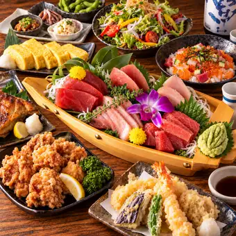 ■ 3-hour all-you-can-drink "Bamboo Course": 5 types of bluefin tuna, 2 types of Nagoya Cochin chicken, simmered tuna (9 dishes in total) 5500 yen ⇒ 4500 yen