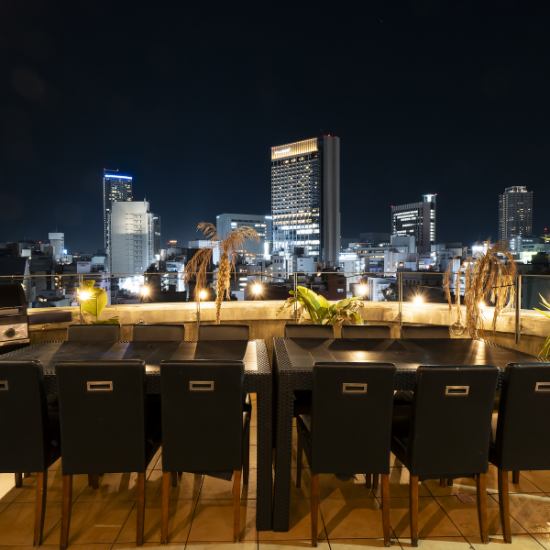 With the Kobe night view in the background♪ Come empty-handed! BBQ x Beer Garden♪