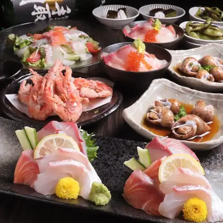 Hokuriku Seafood Course: Seafood sashimi, Kanazawa oden, mini seafood rice bowl, 2 hours all-you-can-drink included, 5000 yen