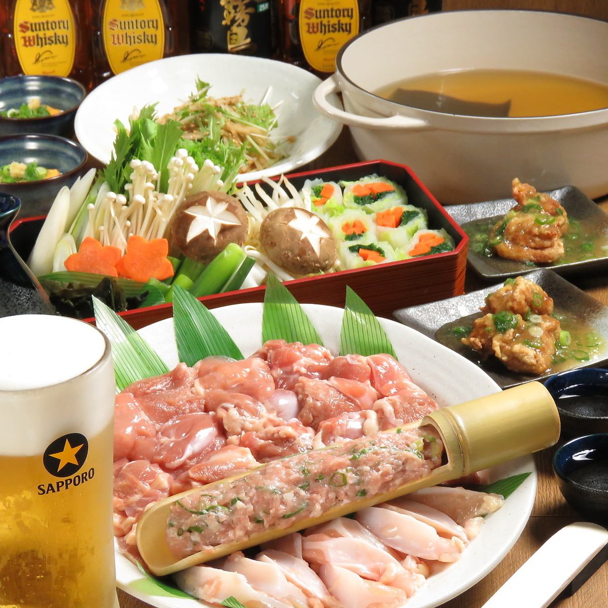 高汤涮锅、水泷、乌冬面等无限畅饮套餐5,500日元～
