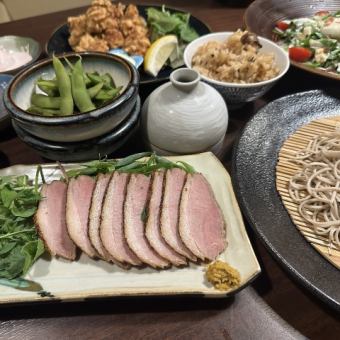 ☆附无限畅饮☆鸭腰肉和荞麦面7道菜“辰一套餐”6,500日元⇒6,000日元（含税）★含生啤酒90分钟♪