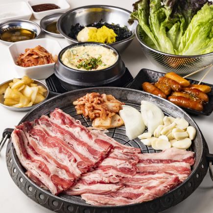 [4,300 yen (tax included) → 3,300 yen (tax included)] Extremely popular among women! Exquisite beef samgyeopsal course [Limited time only]