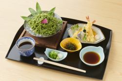 Tea soba tempura set (hot/cold)