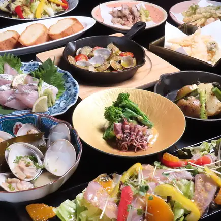 【９５００円コース】9・10月金沢港直送鮮魚×能登豚を味わう贅沢コース　90分飲み放題付き