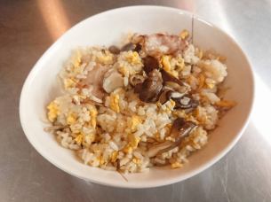 Fried rice with black dance mushrooms and Shonan Miyaji pork