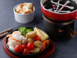 Jet-black cheese fondue (for 2-3 people)