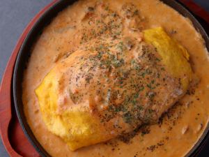 Crab and Tomato Fresh Cream Sauce Teppanyaki Omurice