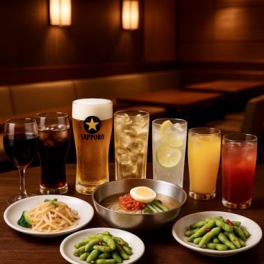 新登場！待望の二次会コース！20時～OK！〆にさっぱり冷麺付き！当日予約OK！個室飲み放題付き☆