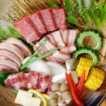 【熊本肉三昧会席】馬肉・甘草大王・あか牛・火の元豚会席◆110分飲み放題付き11000円(税込)