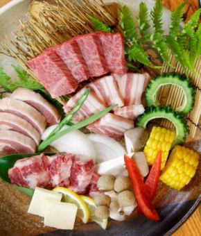 【熊本肉三昧会席】馬肉・甘草大王・あか牛・火の元豚会席◆110分飲み放題付き11000円(税込)