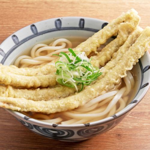 Udon noodles with burdock tempura