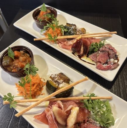 【カジュアルコース】冷菜、温菜5種　メイン肉or魚　ドルチェ、選べるパスタ付き◆4000円(税込)