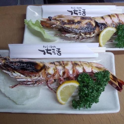 Grilled jumbo shrimp with salt