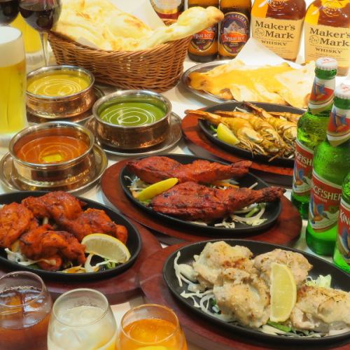 【食べ飲み放題】大満足のボリューム！カレーやナン、タンドリーチキンやシシカバブもご用意◎4950円