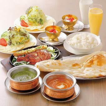 【含一杯饮品☆】六道菜套餐，包含咖喱和甜点（任选其一）≪合十礼套餐≫ ⇒ 2178日元（含税）♪