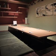 The sunken kotatsu seats with a calm atmosphere are perfect for various banquets.