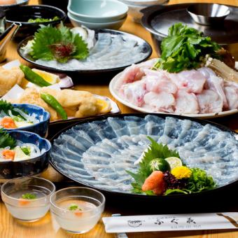 〈12月〉【忘年会】『 大皿てっさ・特選厚切り ふぐしゃぶコース 』11,000円≪宴会/忘年会/旬≫