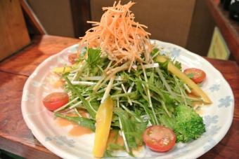 京都水菜蒸雞肉沙拉、蒸時令蔬菜