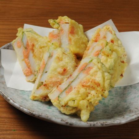 Fried lotus root and pollack roe