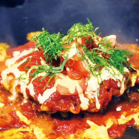 [Okonomiyaki] Tomato cheese shrimp W