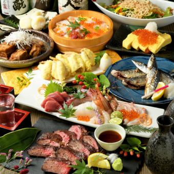 May to July [120 minutes → 180 minutes all-you-can-drink] 7 types of sashimi, charcoal-grilled premium beef, etc. [Luxury course] 9 dishes total 6,000 yen (tax included)