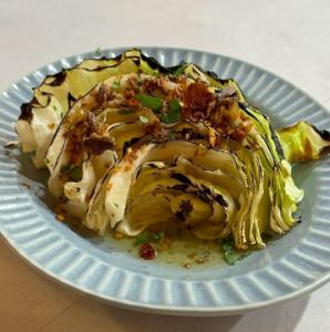 Roasted cabbage with anchovy sauce