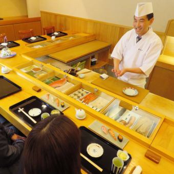 Perfect for special occasions or entertaining guests ◎ [Weekdays only counter plan] 10 pieces of sushi + 6 dishes 10,000 yen course