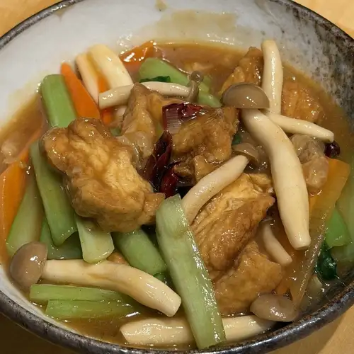 揚げ豆腐のネギ油炒め