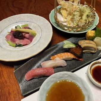 『期間限定』ローストビーフと蟹天五貫寿司コース