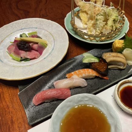 『期間限定』ローストビーフと蟹天五貫寿司コース