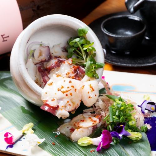 Raw octopus yukhoe with salt and sesame sauce
