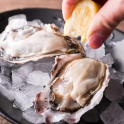 Two raw oysters from Miyagi Prefecture