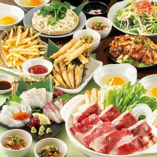 [Year-End Party 4500 Yen Course] 8 dishes including Japanese Black Wagyu beef sukiyaki hot pot and a three-kind sashimi platter + 2 hours of all-you-can-drink for 4500 yen.