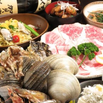 For welcoming and farewell parties and business entertainment for guests from outside the prefecture and overseas: Hiroshima Course using local Hiroshima ingredients, 2 hours all-you-can-drink included, 5,000 yen