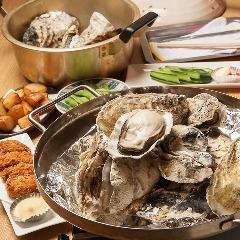 人気の牡蠣食べ放題！牡蠣ガンガン焼き、生かき、カキフライ
