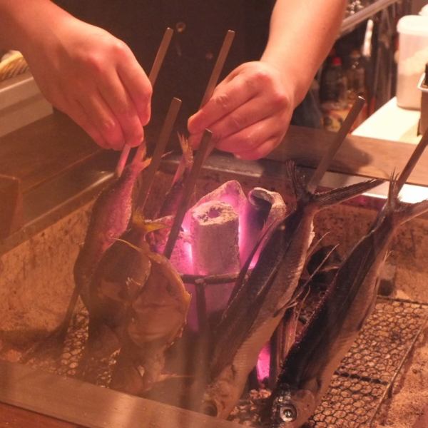 Genshiyaki, a specialty of fresh seasonal ingredients grilled with skilled craftsmanship