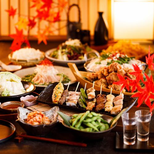 3時間飲み放題付「焼き鳥&肉寿司含む全25品食べ放題コース」3300円(税込)