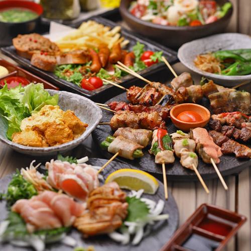 [All-you-can-eat trial] "Ikoi-ya Yakitori & Meat Sushi 17-item course" with 3-hour all-you-can-drink included [3,480 yen → 2,700 yen] ♪