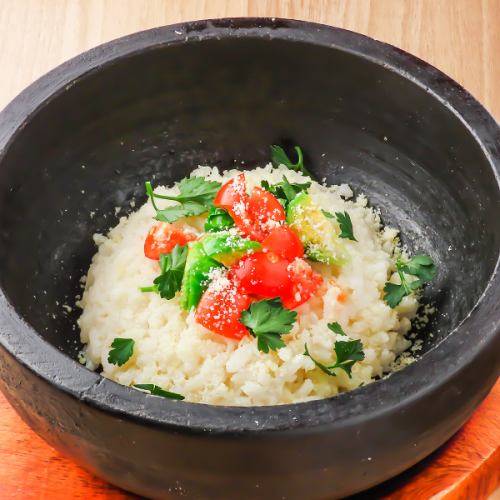 Stone grilled cheese risotto