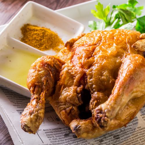 Deep-fried whole chicken