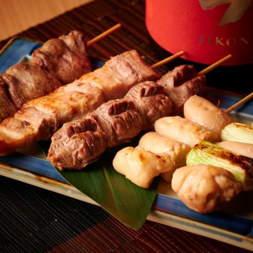 Our proud yakitori with the aroma of charcoal grilling