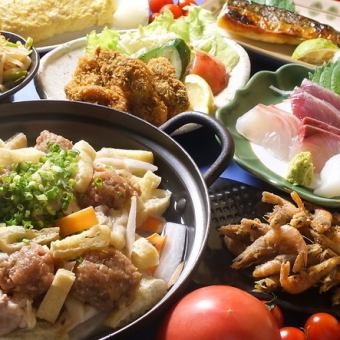 ★全品1人1皿/鶏鍋・刺身付き5,000円コース!2H飲み放題付き♪※お支払い方法は現金のみ