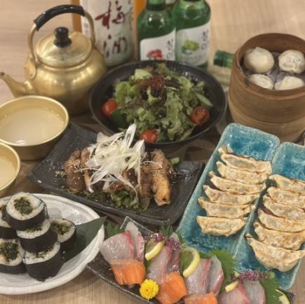 【推荐给初次光临的人★】明洞饺子、炉端烧等8道菜◎2小时无限畅饮套餐★4000日元