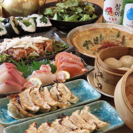 【推荐给初次光临的人★】明洞饺子、炉端烧等8道菜◎2小时无限畅饮套餐★4000日元