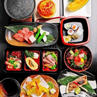 ★Perfect for entertaining or special occasions! ``Kaiseki Course [Kana]'' with carefully selected Japanese beef stone-grilled steak