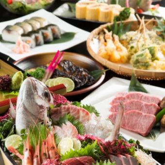 ★ Enjoy a luxurious banquet! Enjoy a luxurious boat-shaped platter and Wagyu steak [Banquet course <Matsu>]