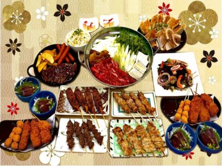 【牛すき焼きと牛ステーキ炭火焼烏が入った ご褒美宴会】飲み放題付き!5500円(税込)