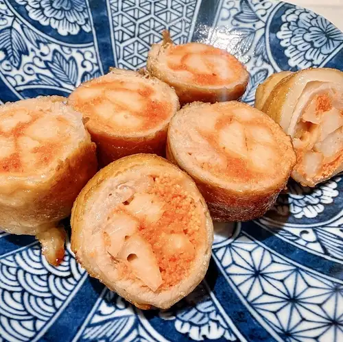 香脆莲藕裹明太子肉烤制
