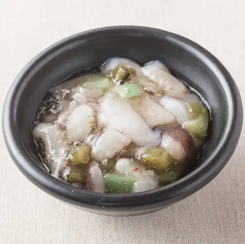 山芋短冊/ずり皮おろしポンズ/うずら玉子のうま煮/たこわさび/トマト